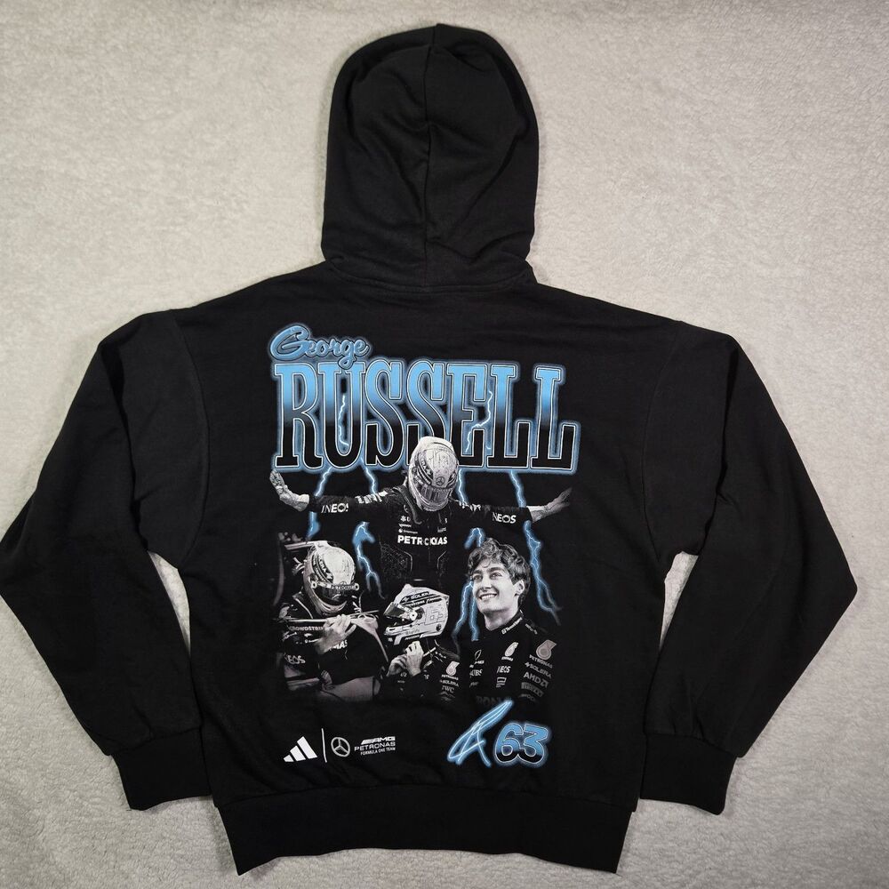 Adidas Mercedes AMG George Russell Black Crewneck Sweatshirt Hoodie Mens Medium